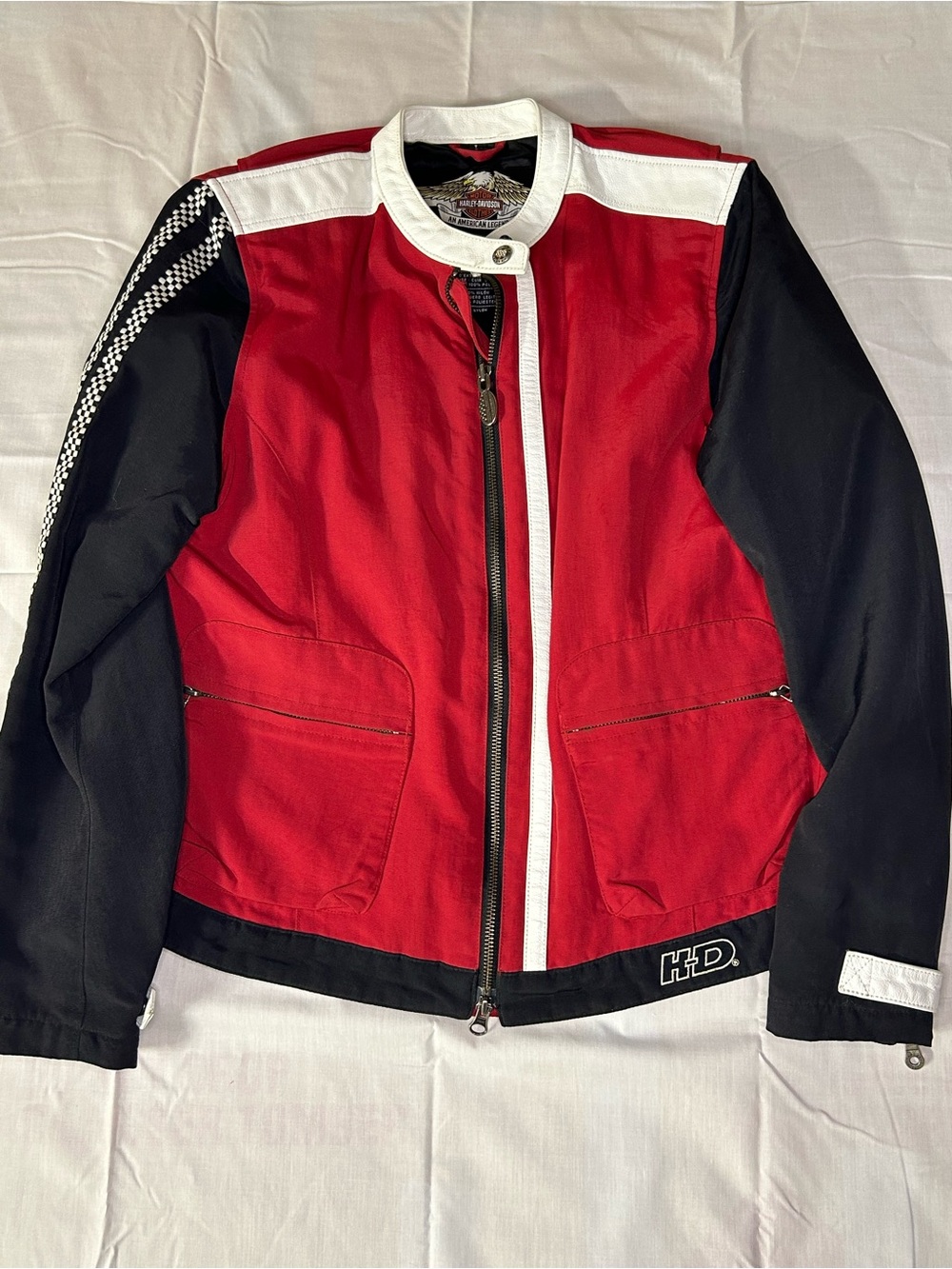 Harley Davidson Jacket Size L RN 103819 CA 03402 Nylon Red - NICE!!!!!